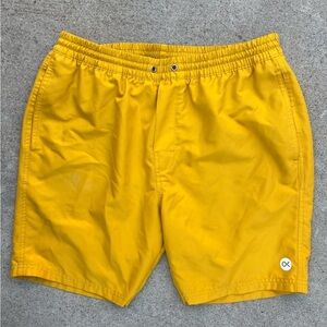 Men's Outerknown Shorts Yellow Swim Trunks NO SIZE Pockets Surf Beach Outdoor